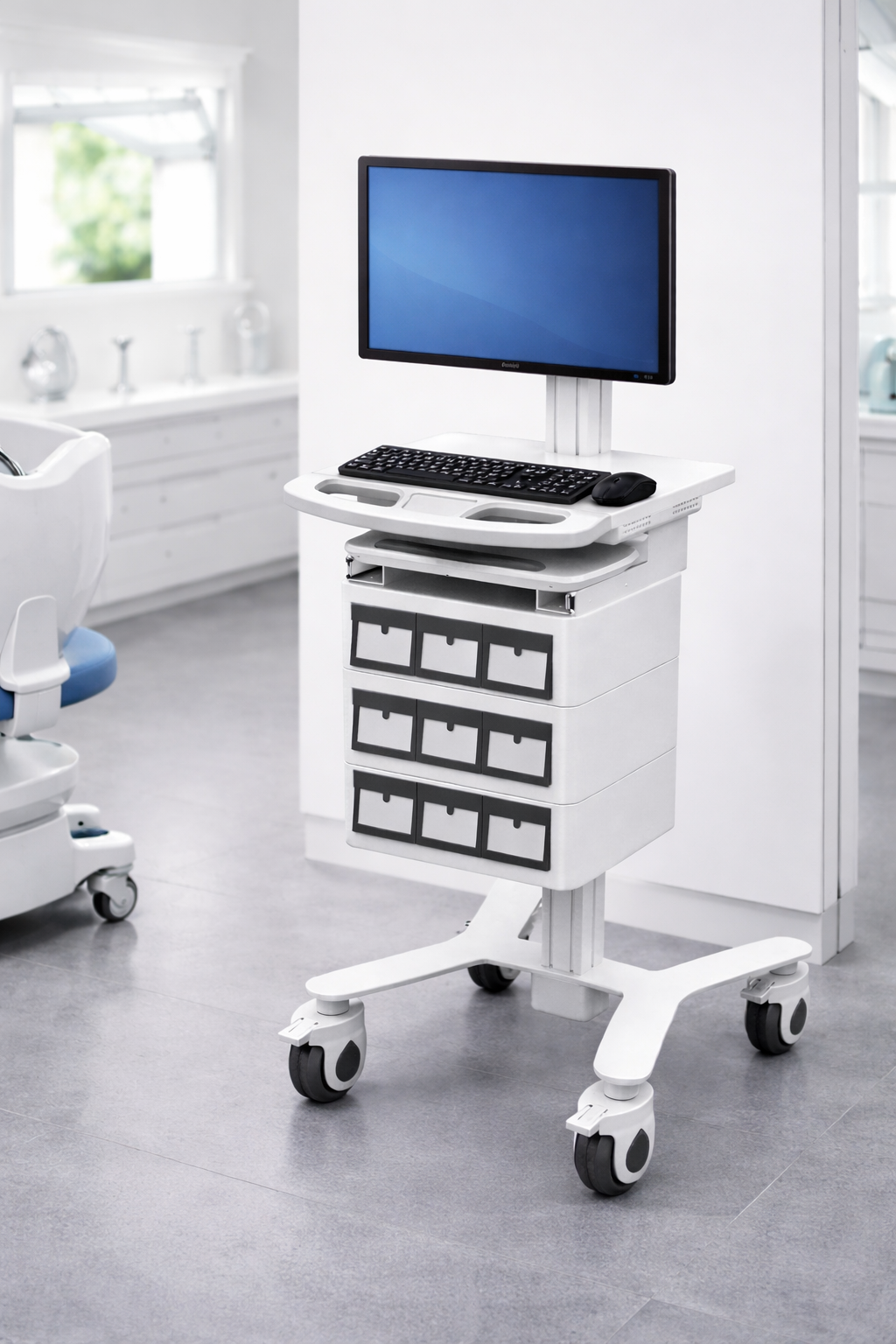 HSM-11 Workstation on Wheels with Multi-Drawer Storage