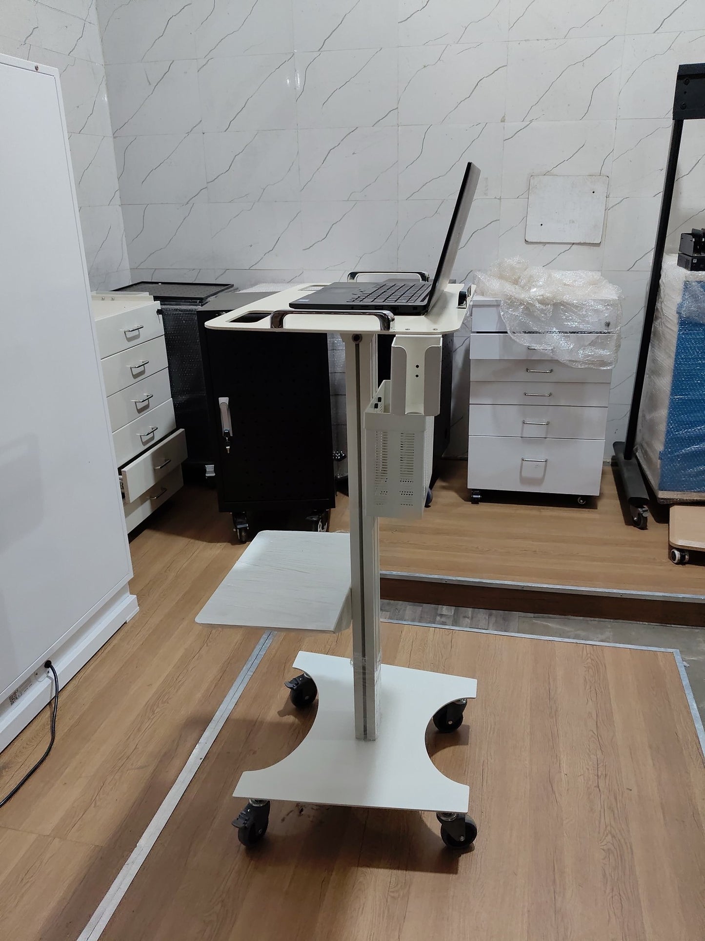 Advanced Laptop Dental Cart with Intraoral Scanner Holder - Rife Medical Furniture