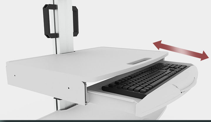 Single Monitor Medical Cart With Lockable Wheels and Camera Shelf For Telemedicine, White (HSC08) - Rife Medical Furniture
