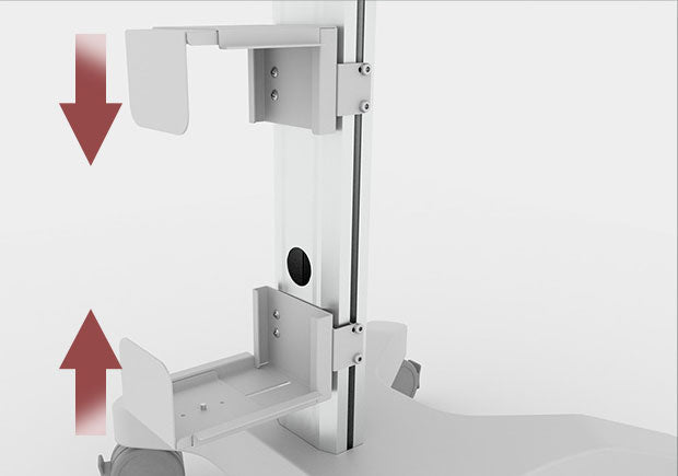 Single Monitor Medical Cart With Lockable Wheels and Camera Shelf For Telemedicine, White (HSC08) - Rife Medical Furniture