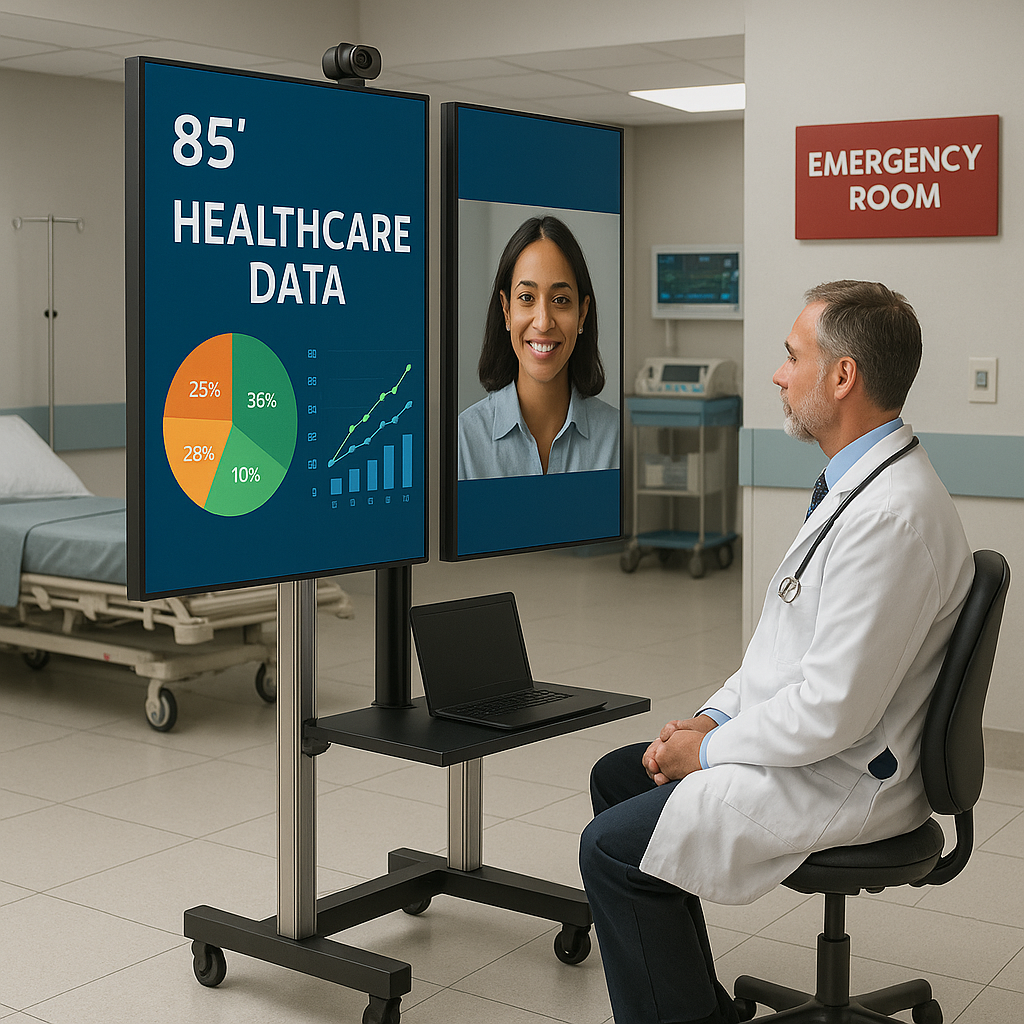 Dual-Screen Mobile Display System for Hospitals Healthcare Video Conferencing Solution