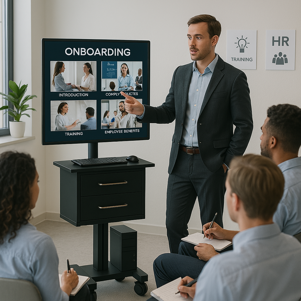 Sleek Mobile Workstation Cart with 32-Inch Display – Ideal for Hospitals,