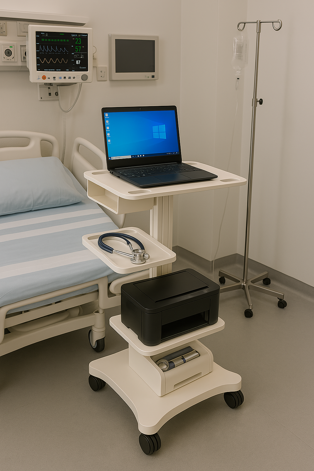 Mobile Dental Workstation Cart with Integrated Scanner Mount (LPC-03 )Indian made