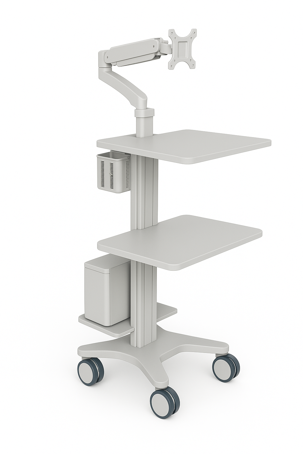 Mobile Medical Workstation Cart – 32" Monitor Ready with Integrated Storage