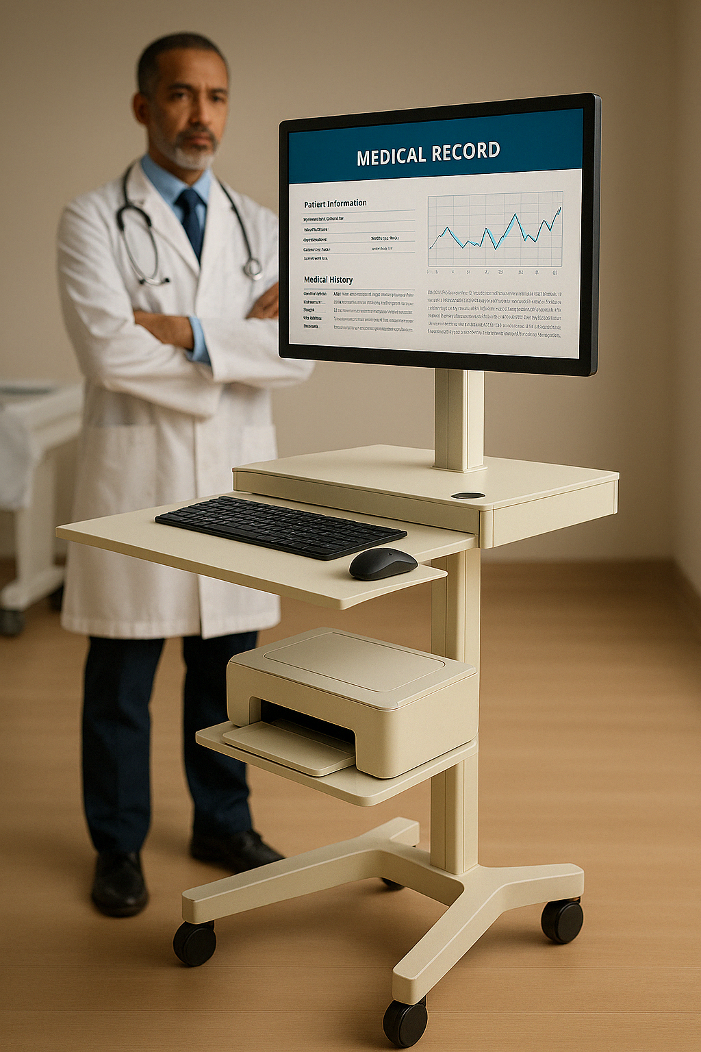 Mobile Video Conferencing Workstation -All-in-One Trolley System