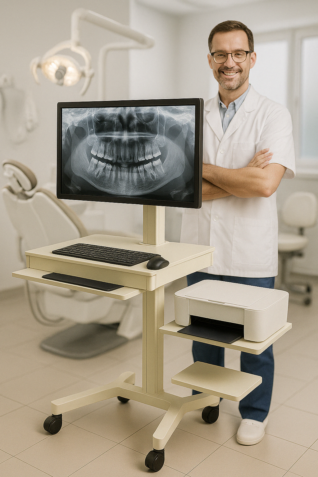Mobile Video Conferencing Workstation -All-in-One Trolley System