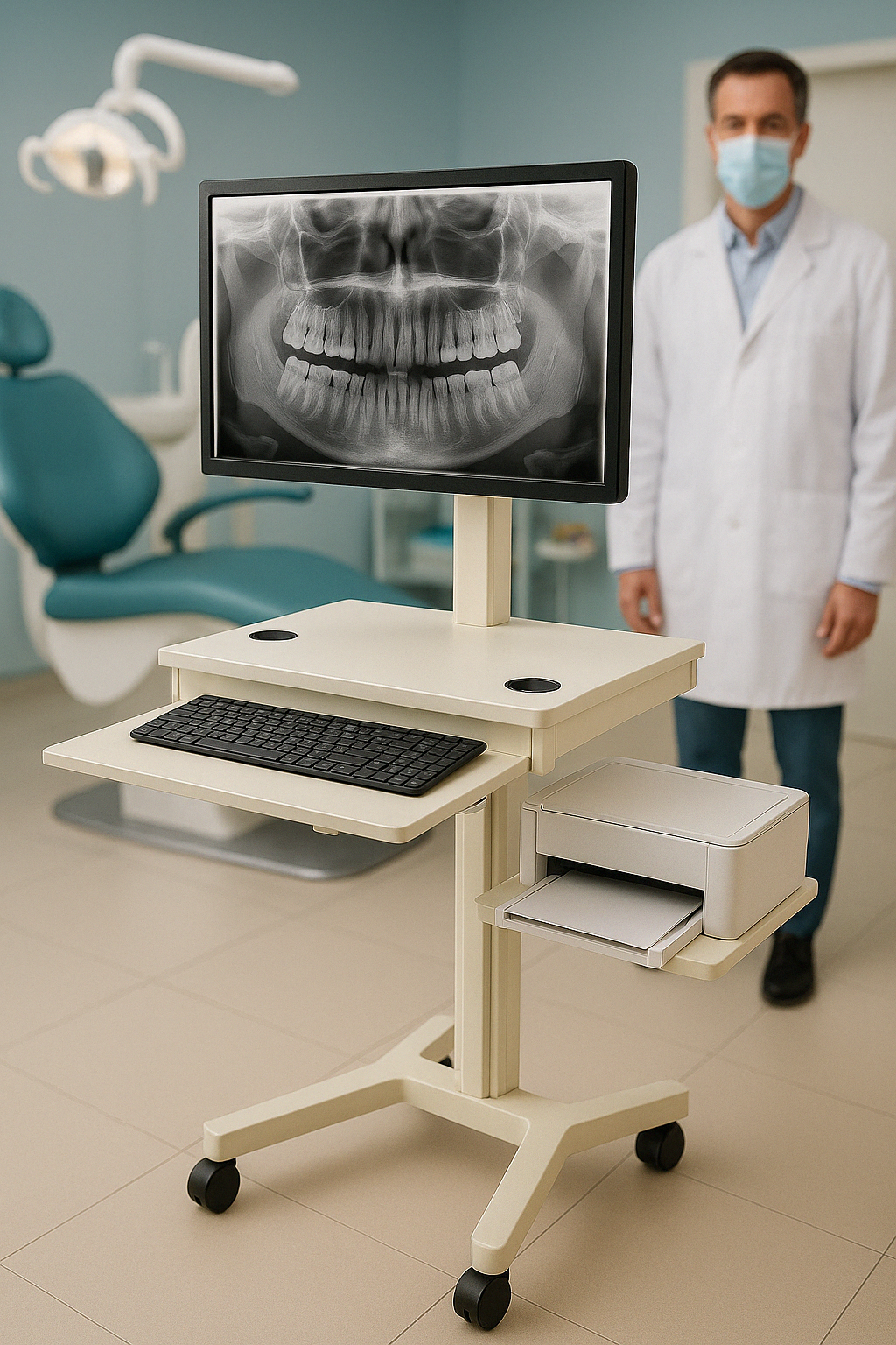 Mobile Video Conferencing Workstation -All-in-One Trolley System