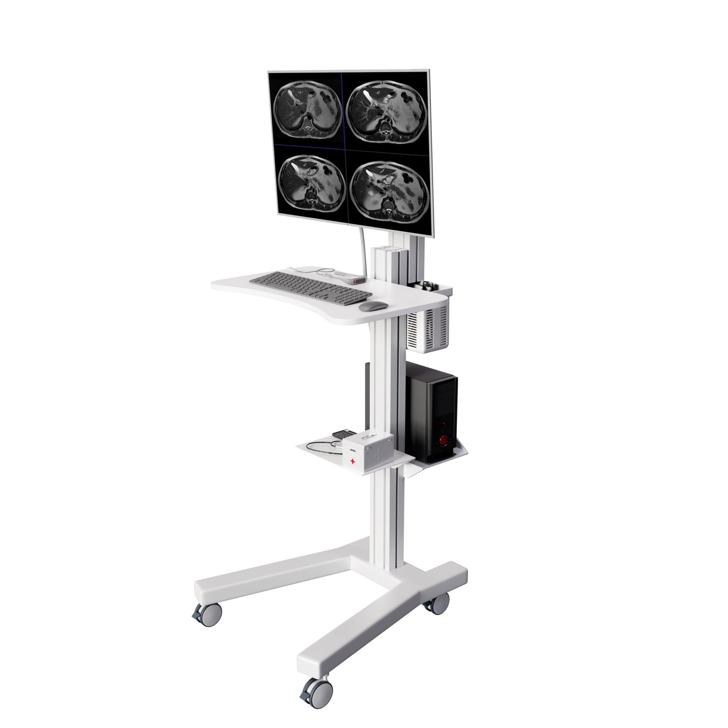 Mobile Medical Computer Cart: Seamless Efficiency for Healthcare Professionals , White (MCT09 - W) - Rife Medical Furniture