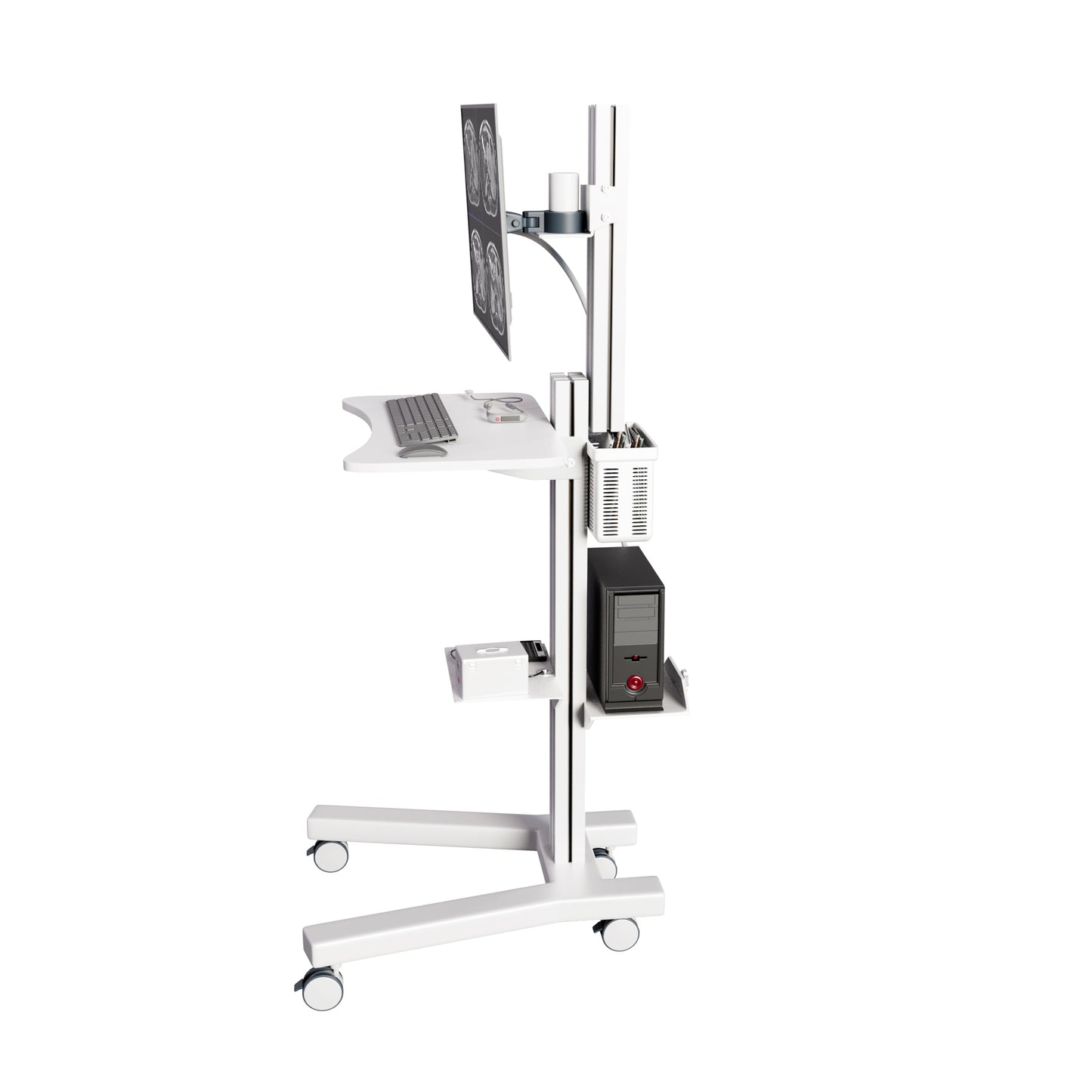 Mobile Medical Computer Cart: Seamless Efficiency for Healthcare Professionals , White (MCT09 - W) - Rife Medical Furniture