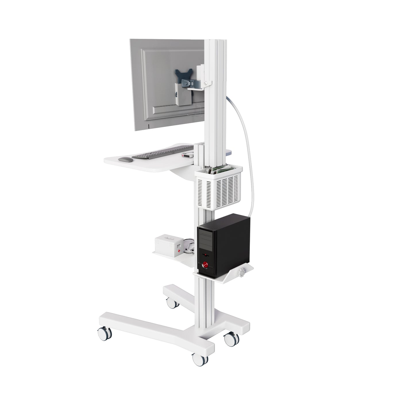 Mobile Medical Computer Cart: Seamless Efficiency for Healthcare Professionals , White (MCT09 - W) - Rife Medical Furniture