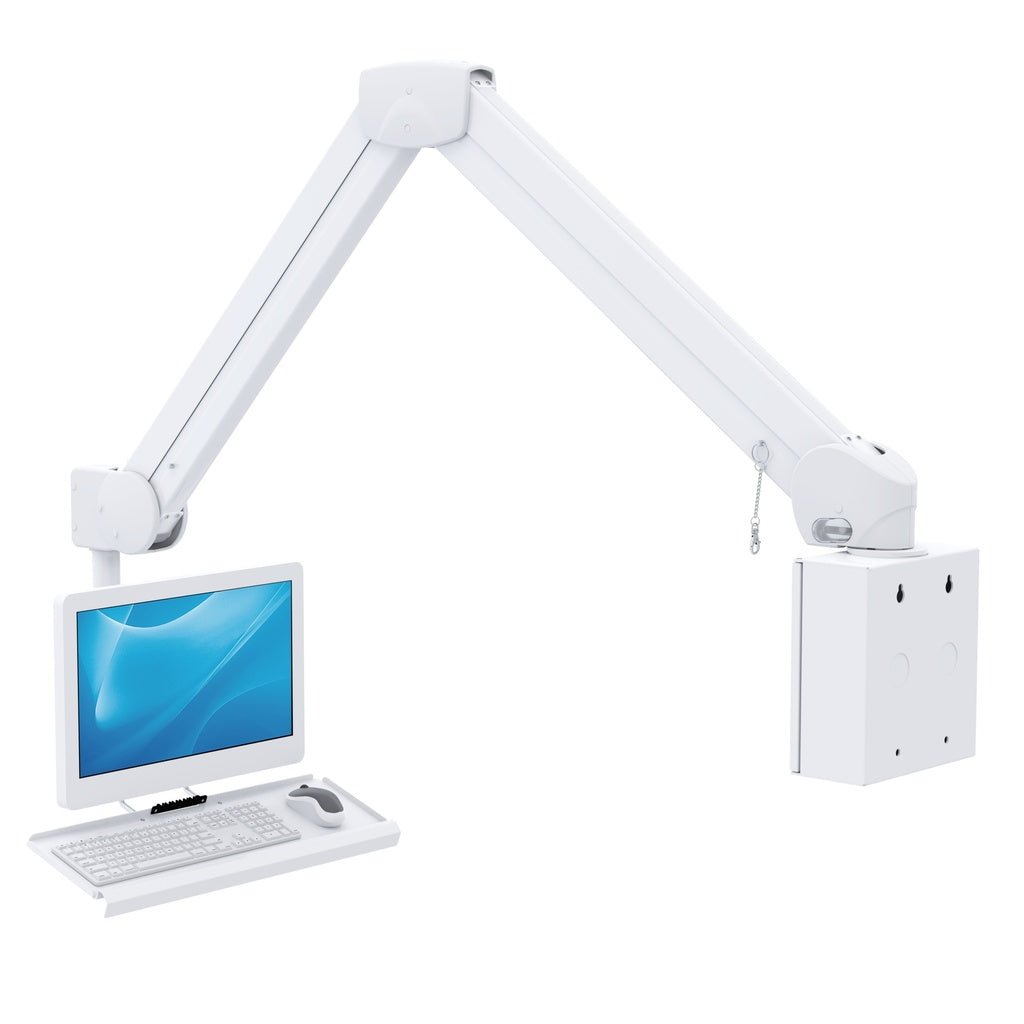 Rife RA - 2 Hospital Wall - Mount LCD Arm with Keyboard Tray - Rife Medical Furniture