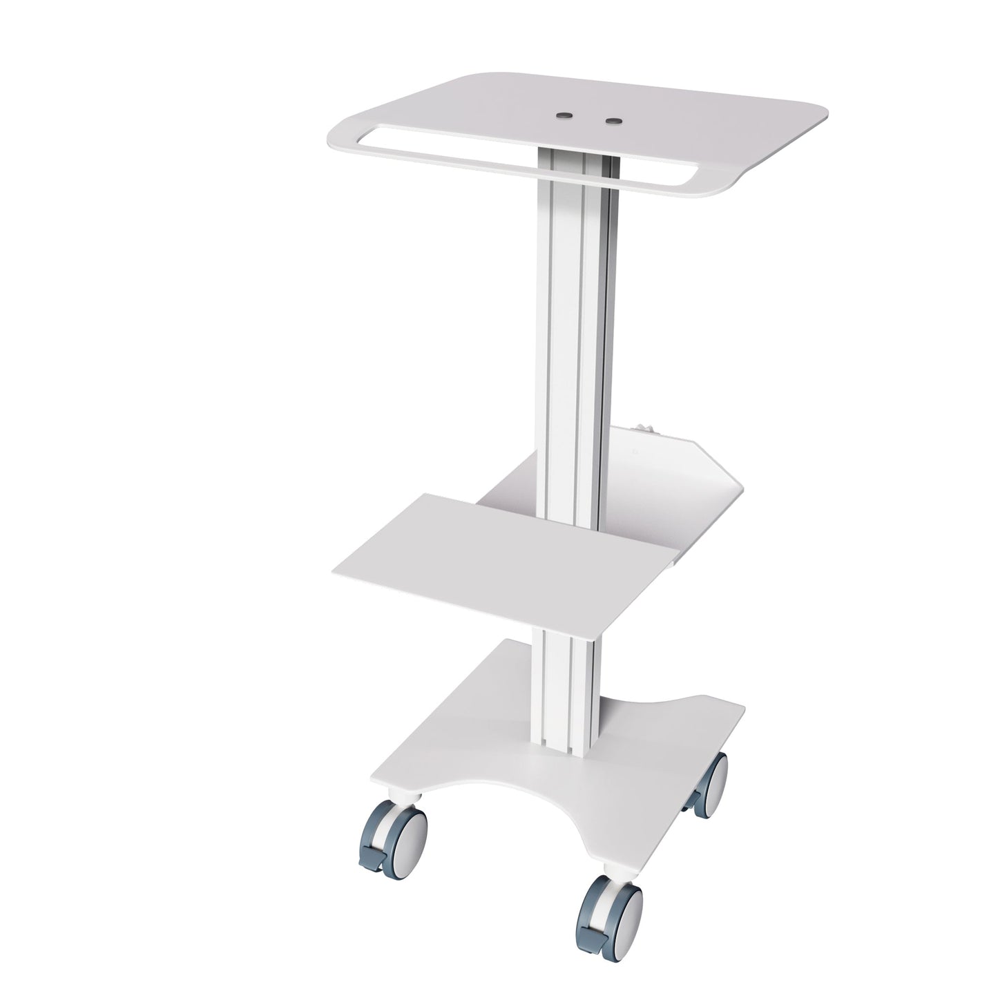 Medical Laptop Cart/Laptop Table, Curved Top Portable Stand with Lockable Wheels, Optional Printer Shelf & Basket, White (LPC07B) - Rife Medical Furniture