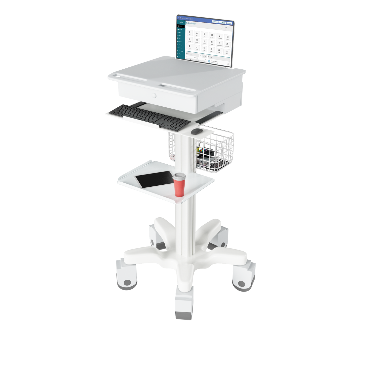 Laptop Carts with Wheels – Adjustable, Portable for Medical Hospitals