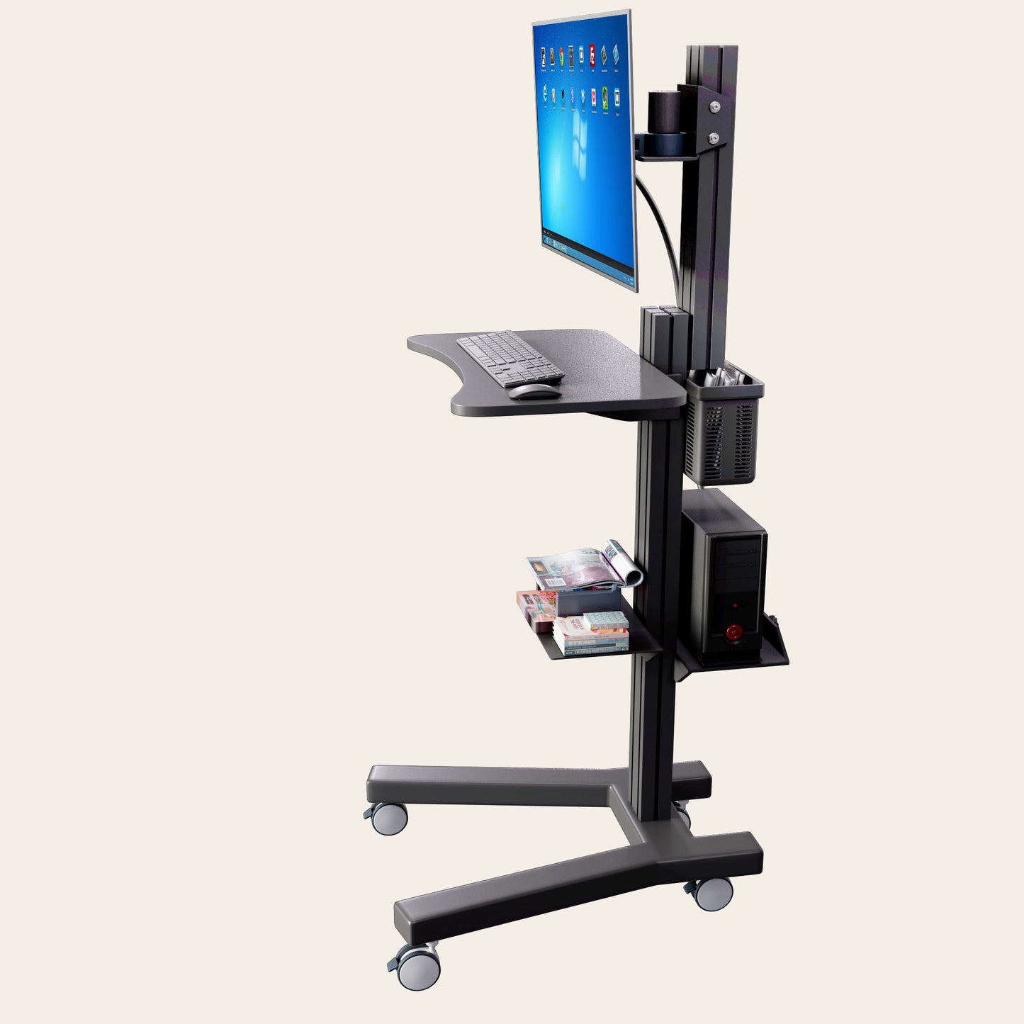 Mobile Medical Computer Cart: Seamless Efficiency for Healthcare Professionals, Black (MCT09 - BLK) - Rife Medical Furniture