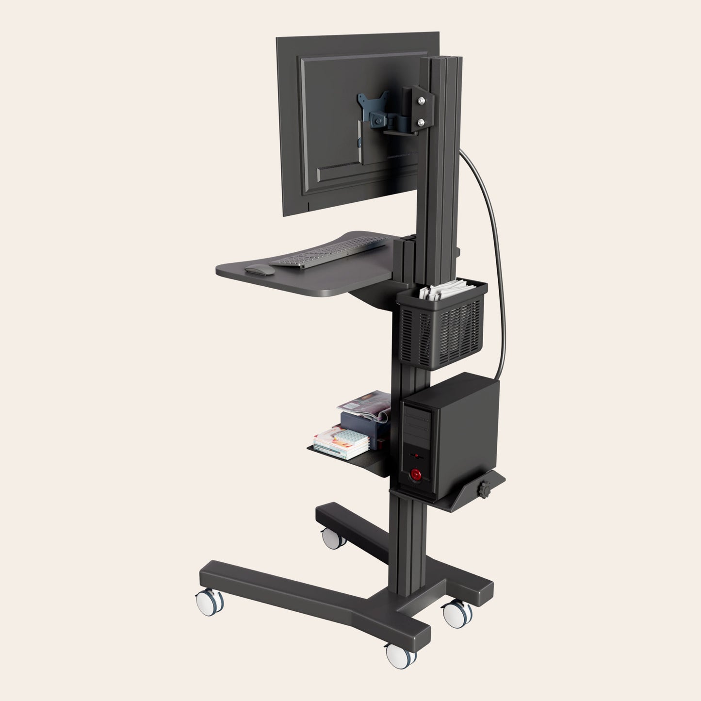 Mobile Medical Computer Cart: Seamless Efficiency for Healthcare Professionals, Black (MCT09 - BLK) - Rife Medical Furniture