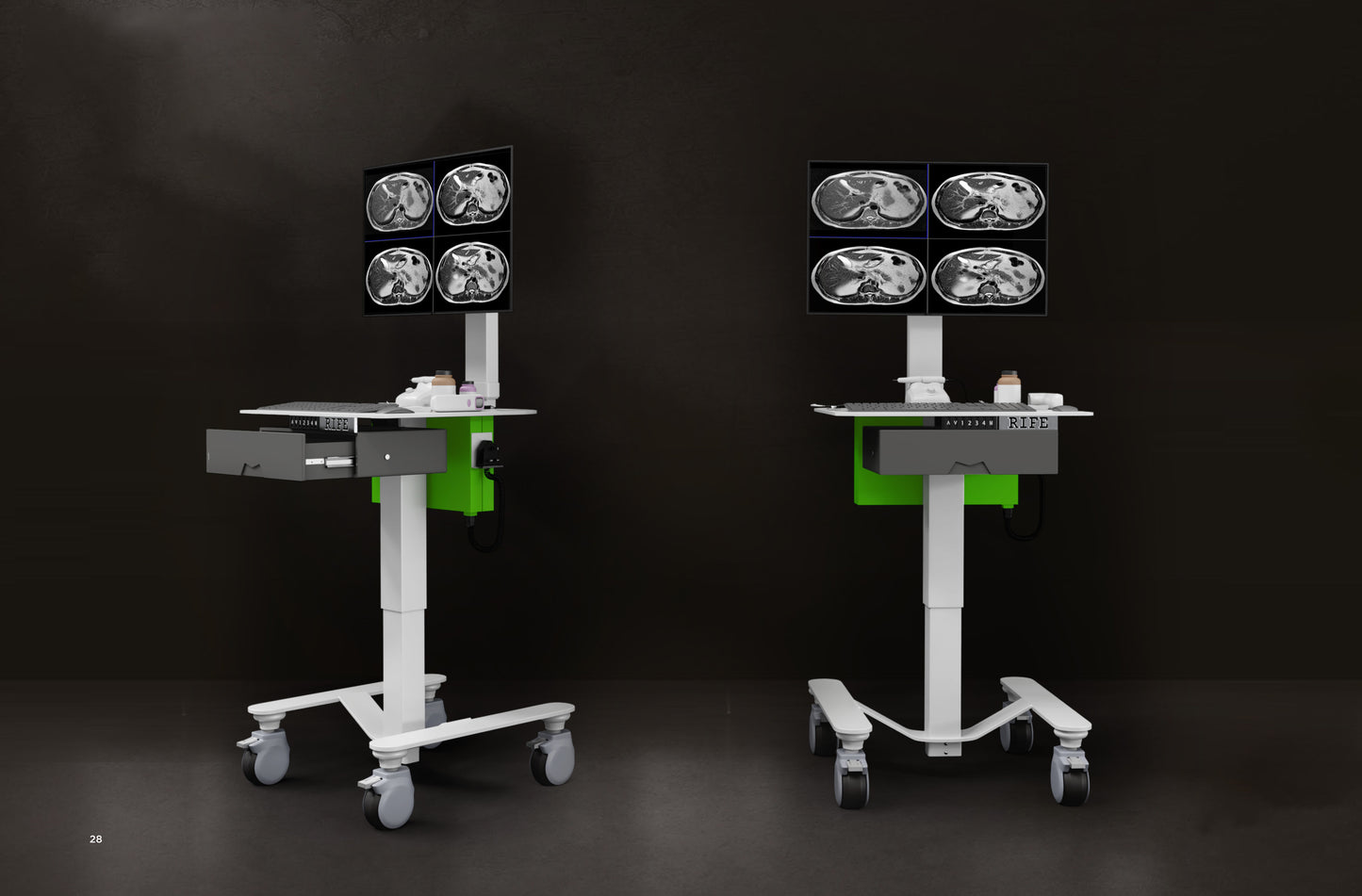 MHS5 Compact Bedside Monitor Cart with Storage Drawer