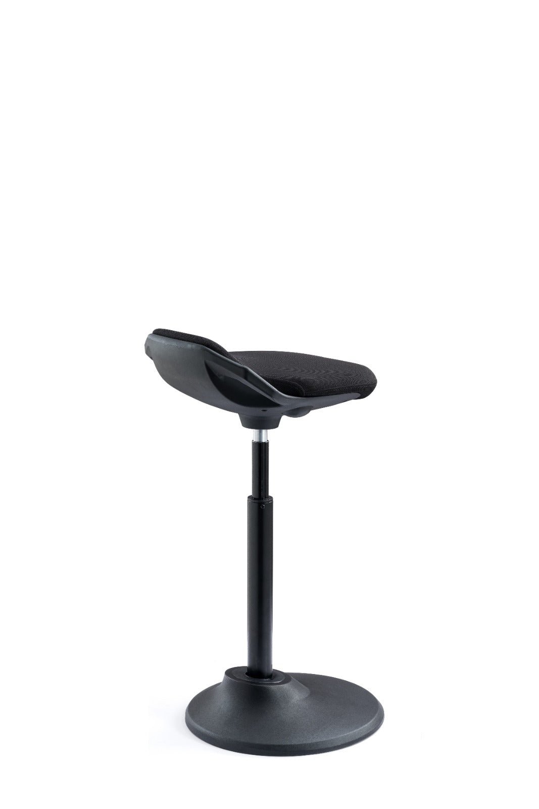 Ergonomic Height Adjustable Portable Active Stool with Self - Return Function, 15° Tilting & Stable Nylon Base, Black (RS08) - Rife Medical Furniture