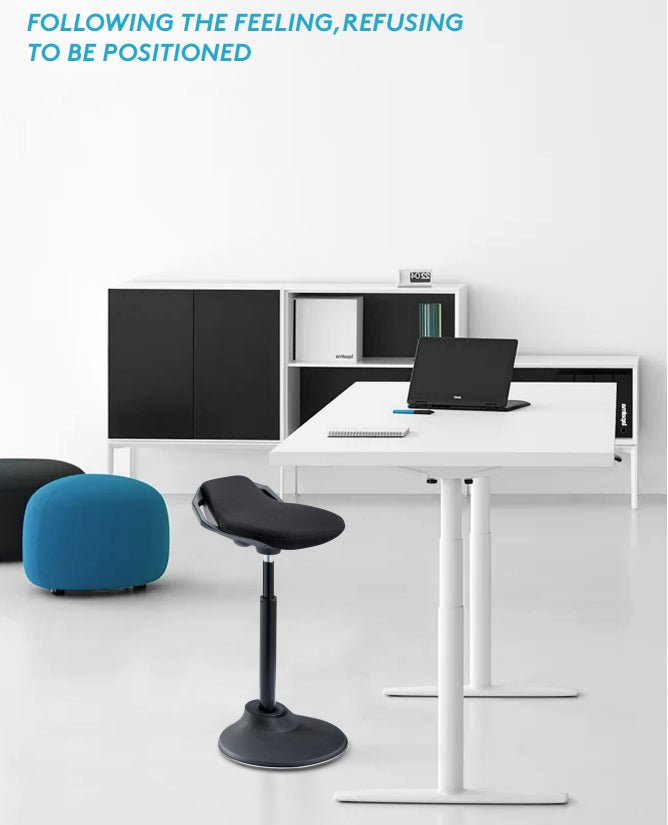 Ergonomic Height Adjustable Portable Active Stool with Self - Return Function, 15° Tilting & Stable Nylon Base, Black (RS08) - Rife Medical Furniture