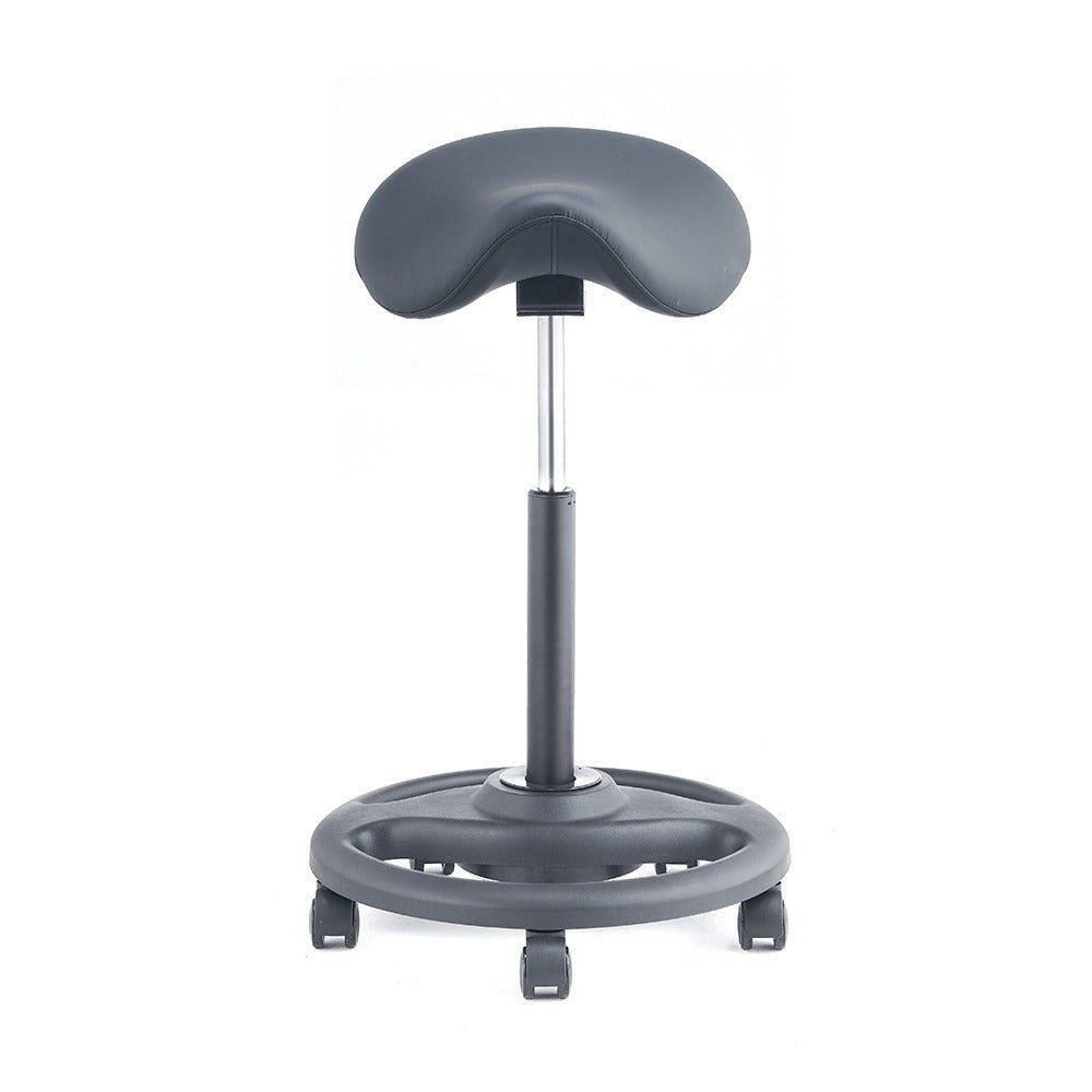 Ergonomic Height Adjustable Gas Lift Saddle Stool with Cushion Seat, Tilting Adjustable & Five Star Base, Black (RS28) - Rife Medical Furniture