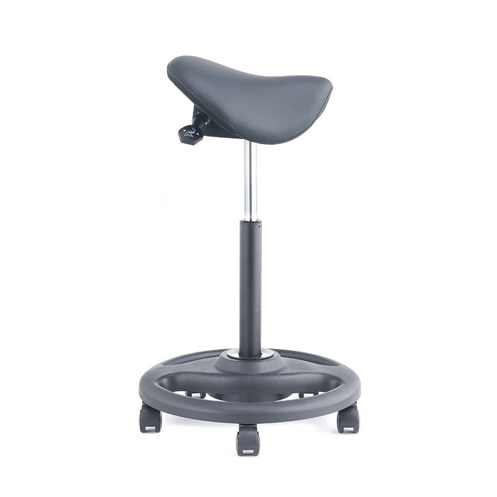 Ergonomic Height Adjustable Gas Lift Saddle Stool with Cushion Seat, Tilting Adjustable & Five Star Base, Black (RS28) - Rife Medical Furniture