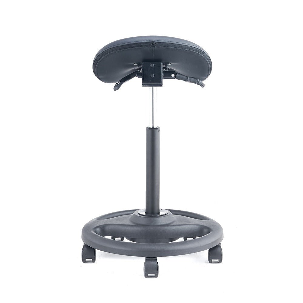 Ergonomic Height Adjustable Gas Lift Saddle Stool with Cushion Seat, Tilting Adjustable & Five Star Base, Black (RS28) - Rife Medical Furniture