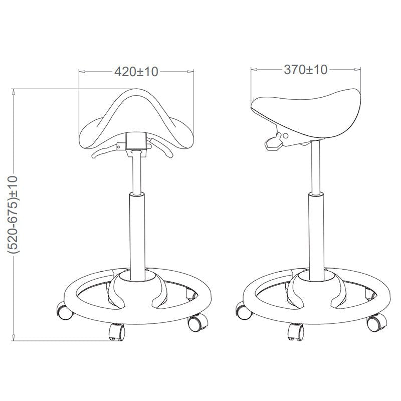 Ergonomic Height Adjustable Gas Lift Saddle Stool with Cushion Seat, Tilting Adjustable & Five Star Base, Black (RS28) - Rife Medical Furniture