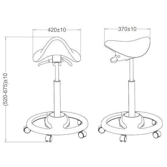 Ergonomic Height Adjustable Gas Lift Saddle Stool with Cushion Seat, Tilting Adjustable & Five Star Base, Black (RS28) - Rife Medical Furniture