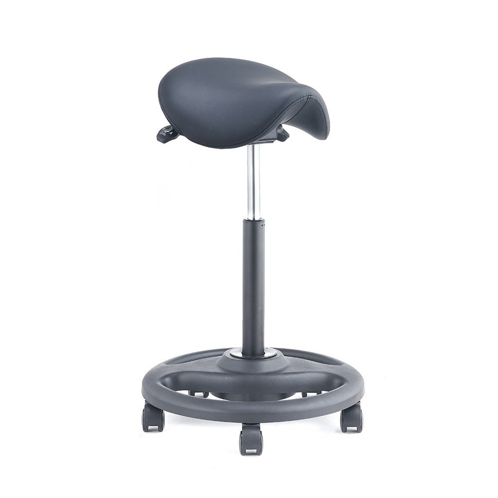 Ergonomic Height Adjustable Gas Lift Saddle Stool with Cushion Seat, Tilting Adjustable & Five Star Base, Black (RS28) - Rife Medical Furniture