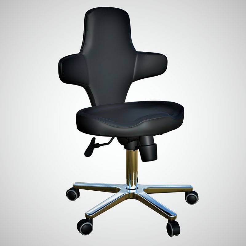 Ergonomic Multi - Purpose Adjustable Sit Stand Office Chair with Tilting Back Rest and Wheels, Black - Rife Medical Furniture