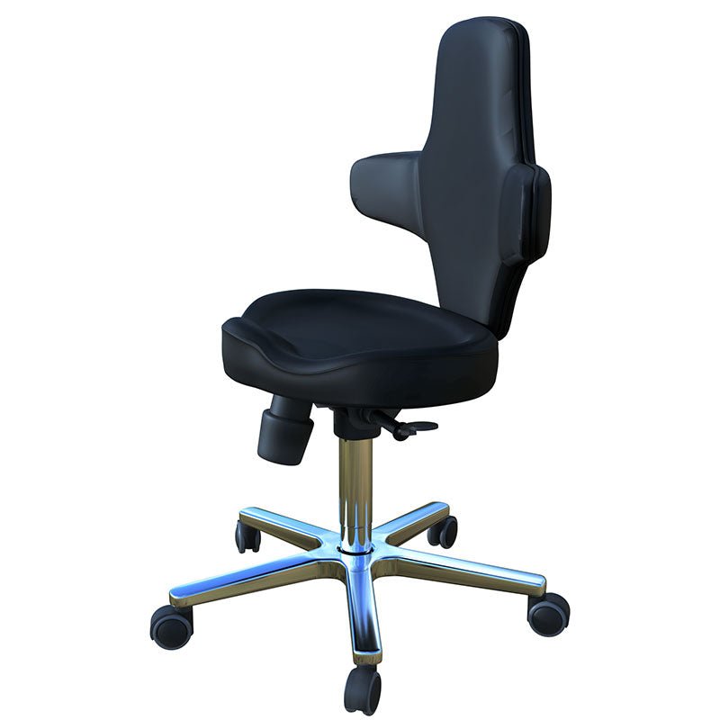 Ergonomic Multi - Purpose Adjustable Sit Stand Office Chair with Tilting Back Rest and Wheels, Black - Rife Medical Furniture