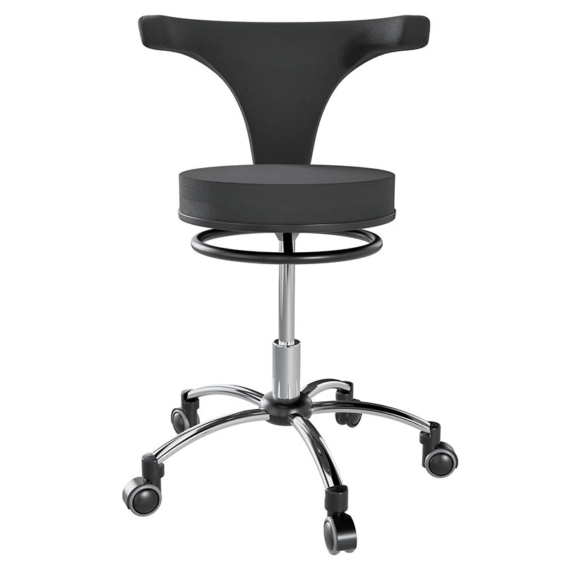 Ergonomic Adjustable Chair With Round Bar Mechanism, Saddle Seat and 360 Degree Angle Adjustment, Black (R103) - Rife Medical Furniture