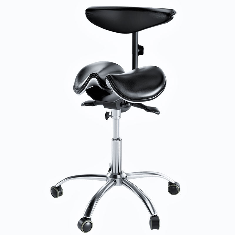 Ergonomic Saddle Stool with Back Support, Saddle Seat and Angle Adjustment, Black (R801) - Rife Medical Furniture