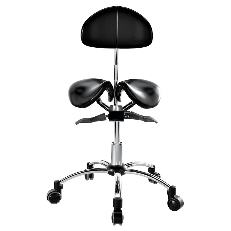 Ergonomic Adjustable Rolling Active Chair with Back Rest Support, Saddle Seat and Angle Adjustment, Black (R400) - Rife Medical Furniture