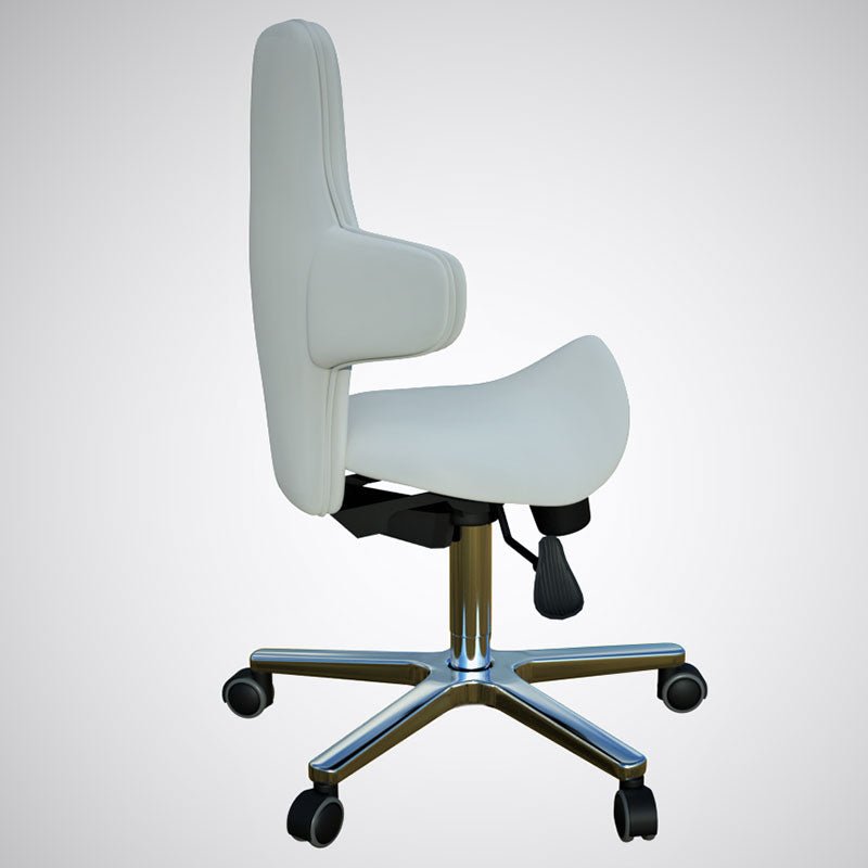 Saddle Sit Stand Office Chair Model With tilting Back Rest, 260mm Gas Lift White, (RSB) - Rife Medical Furniture