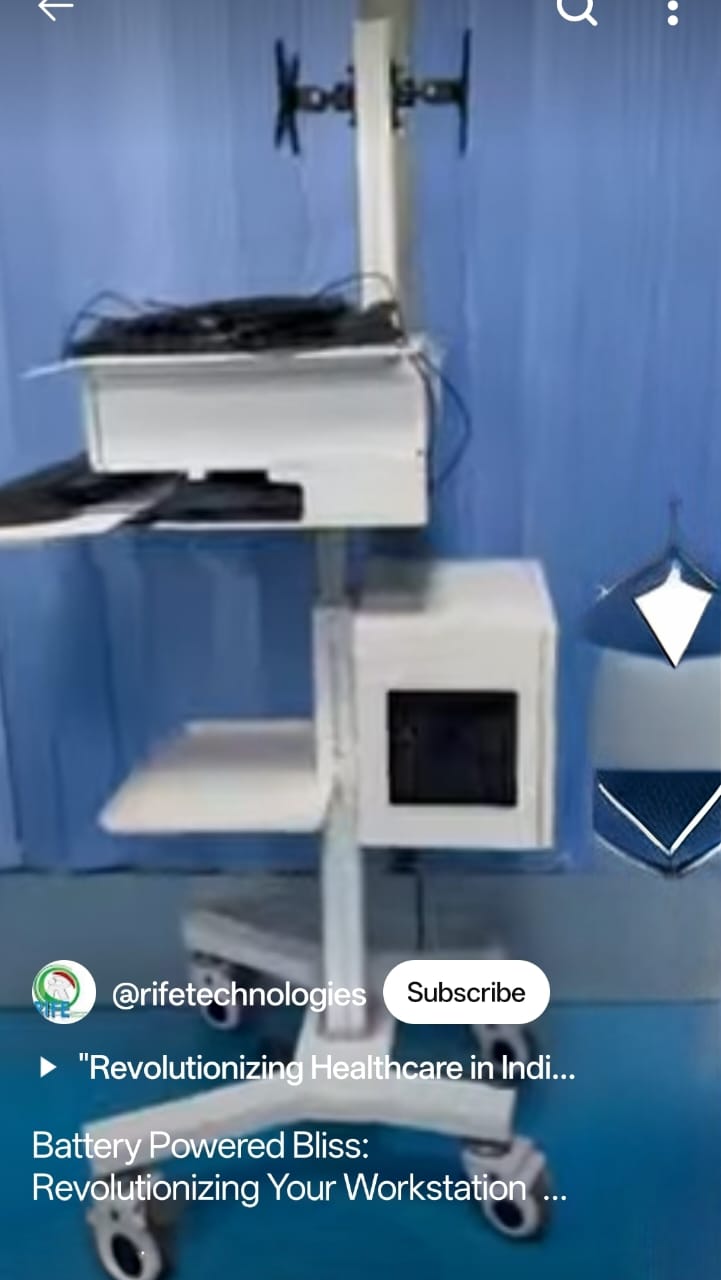 Computer Mobile Workstation Cart (MCT09 - BP) with battery power - Rife Medical Furniture