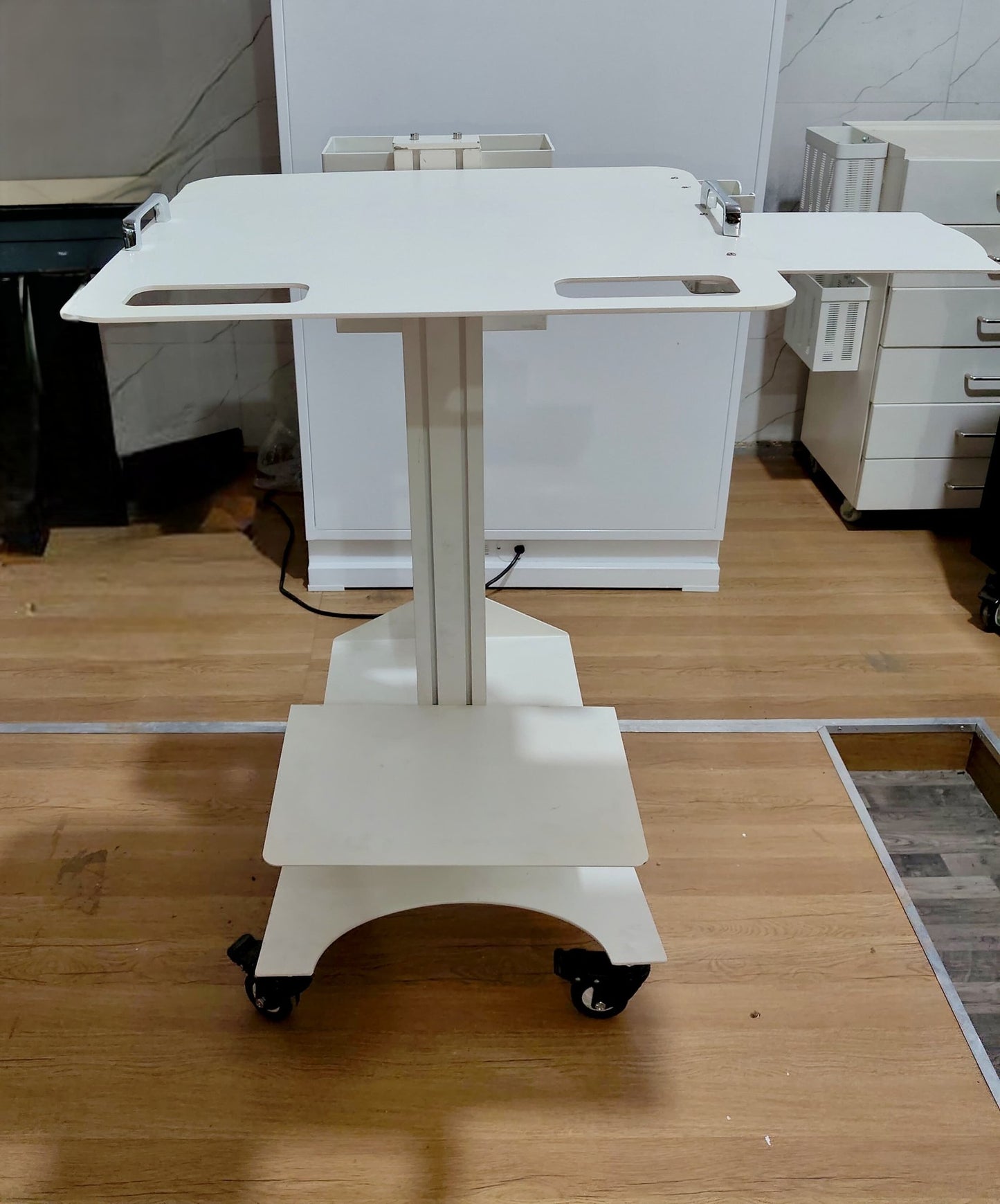 Ergonomic Laptop Dental Cart with Intraoral Scanner Holder & mouse tray - Rife Medical Furniture