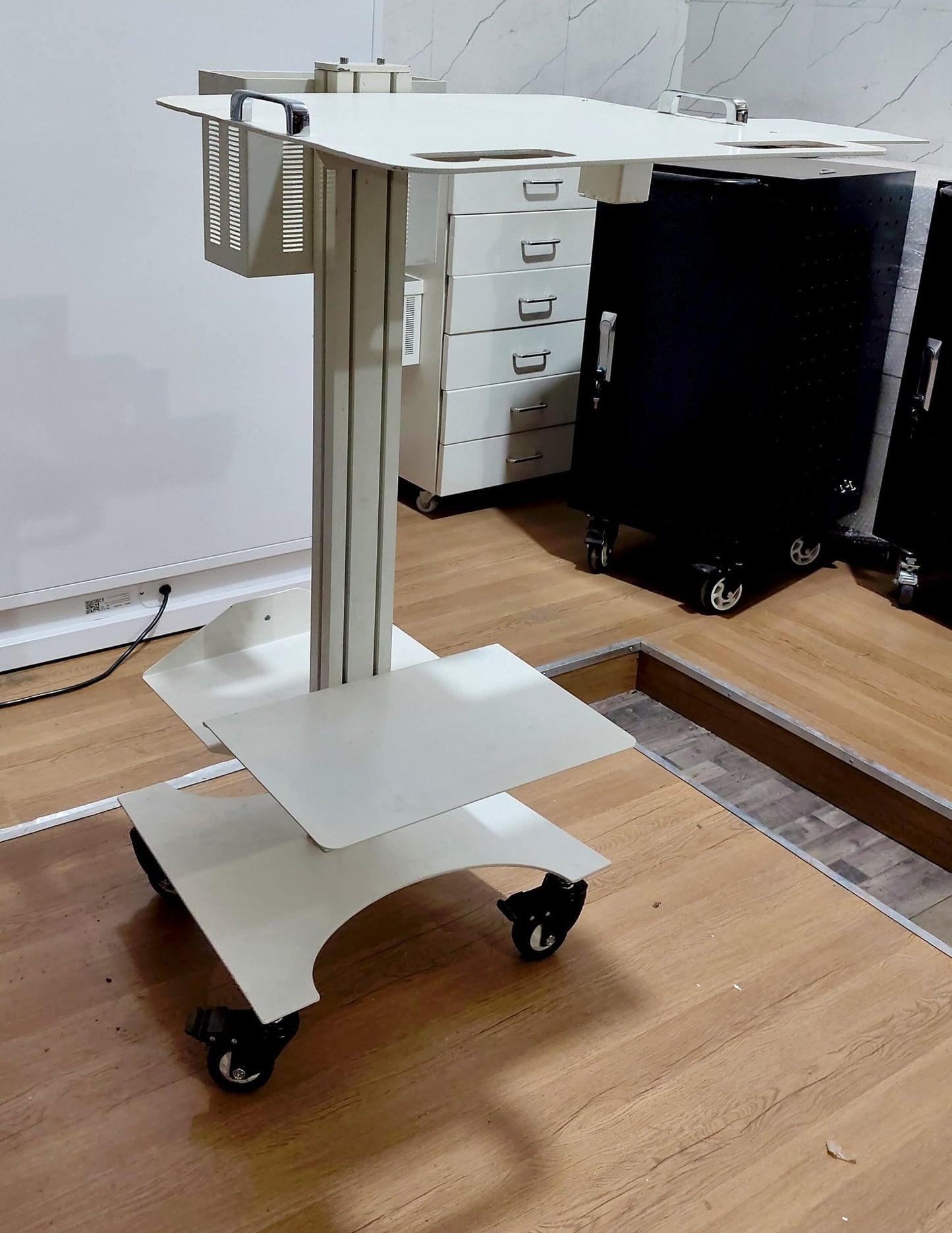 Ergonomic Laptop Dental Cart with Intraoral Scanner Holder & mouse tray - Rife Medical Furniture