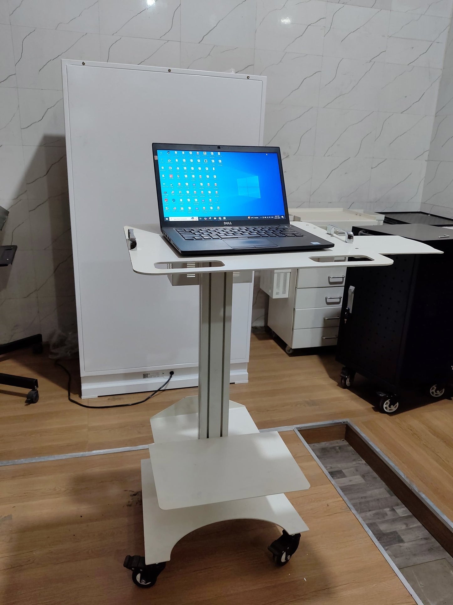 Ergonomic Laptop Dental Cart with Intraoral Scanner Holder & mouse tray - Rife Medical Furniture
