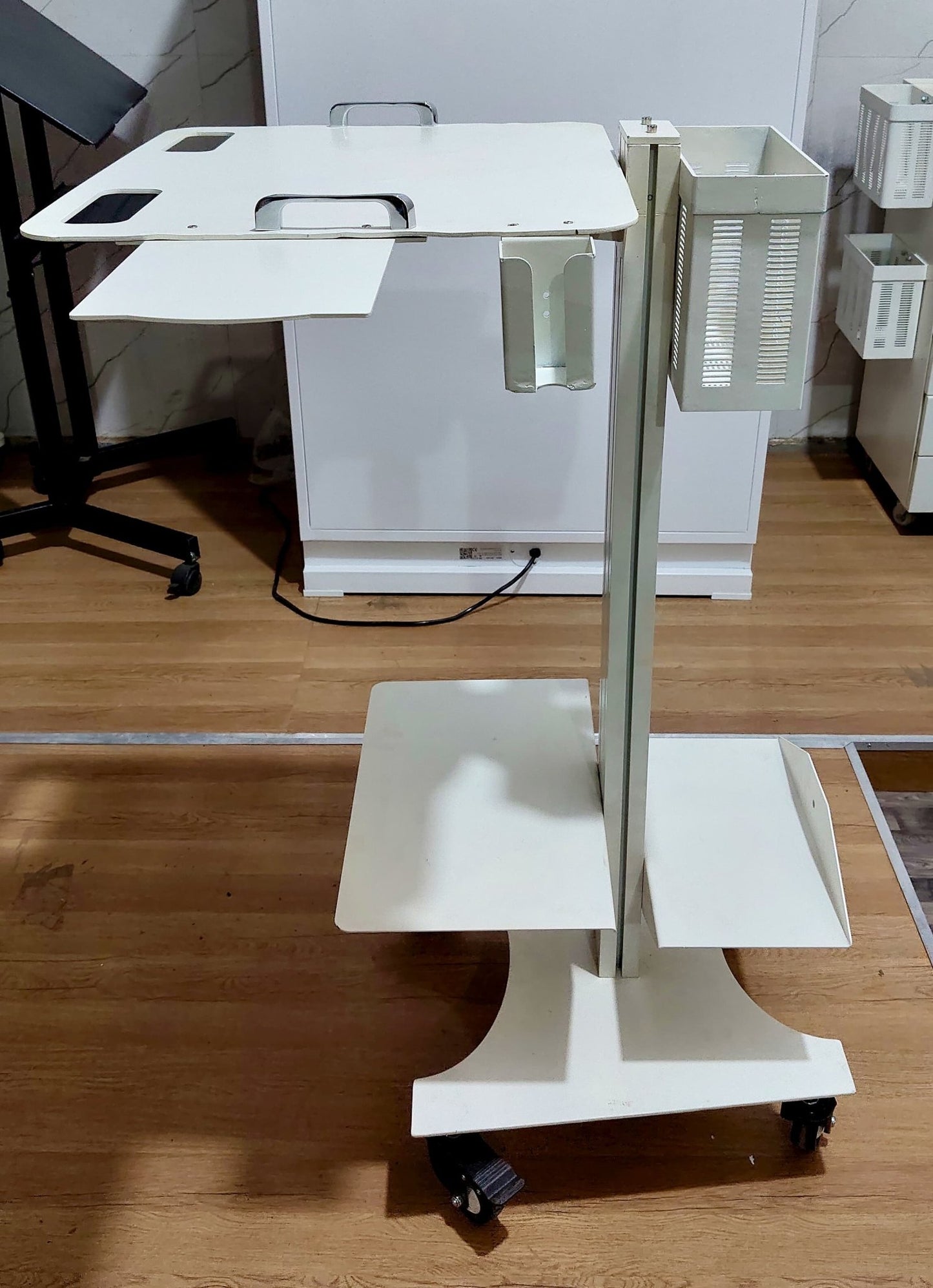 Ergonomic Laptop Dental Cart with Intraoral Scanner Holder & mouse tray - Rife Medical Furniture