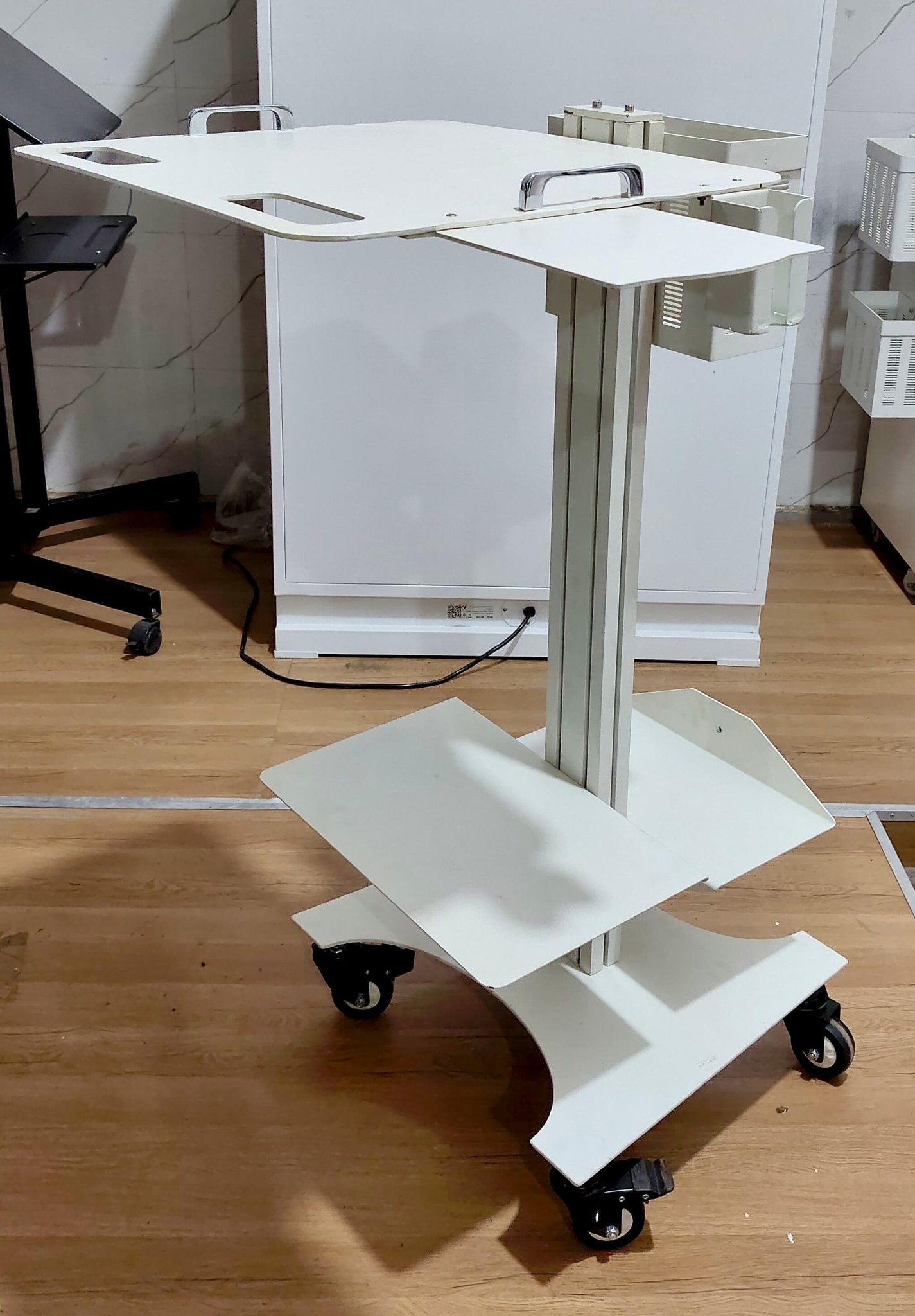 Ergonomic Laptop Dental Cart with Intraoral Scanner Holder & mouse tray - Rife Medical Furniture