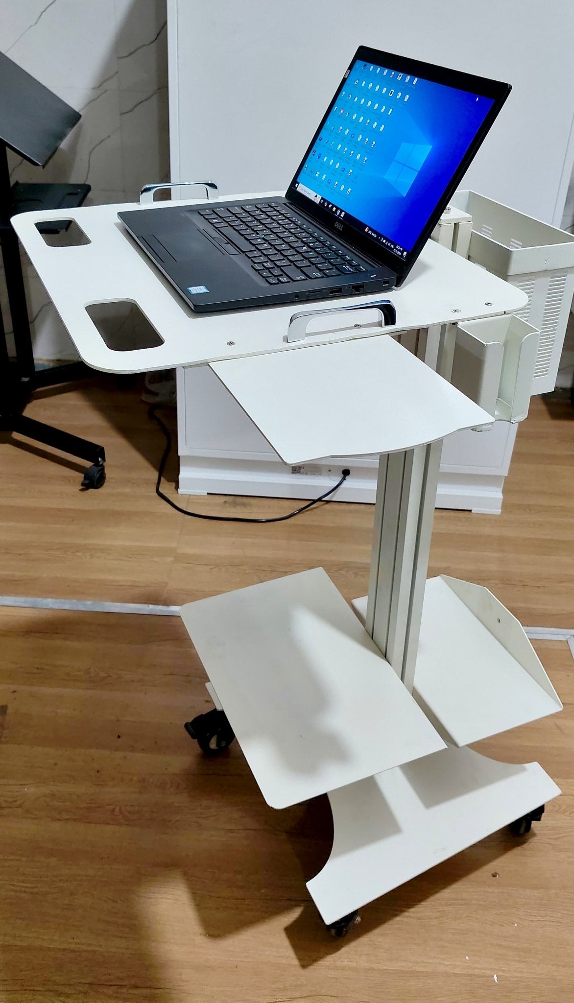 Ergonomic Laptop Dental Cart with Intraoral Scanner Holder & mouse tray - Rife Medical Furniture