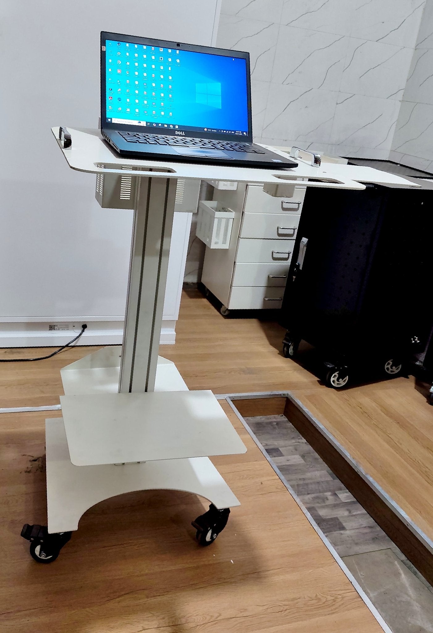 Ergonomic Laptop Dental Cart with Intraoral Scanner Holder & mouse tray - Rife Medical Furniture