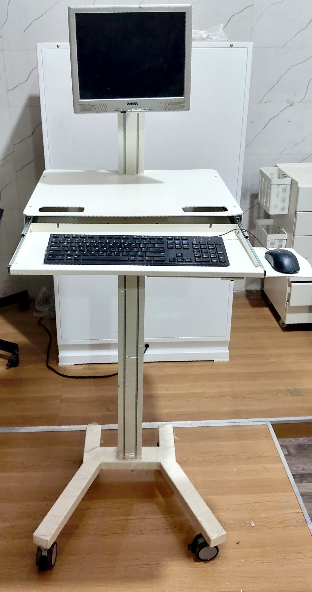 Versatile Mobile Workstation with Monitor, Keyboard, and Mouse Support - Rife Medical Furniture