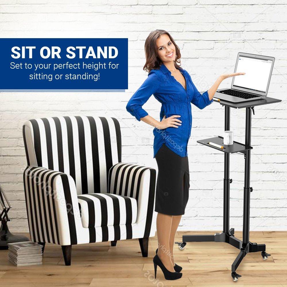 Mobile Laptop Desk Cart Height and Angle Adjustable Tilt Spliting Laptop Stand Table