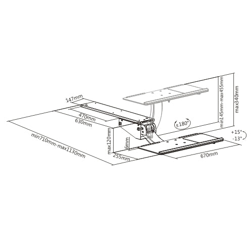 AIRLIFT NEGATIVE TILT & SWIVEL UNDER-DESK KEYBOARD TRAY WITH GEL WRIST REST AND PRECISE MOUSE PAD Rf-KBT-04