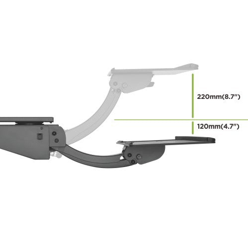 AIRLIFT NEGATIVE TILT & SWIVEL UNDER-DESK KEYBOARD TRAY WITH GEL WRIST REST AND PRECISE MOUSE PAD Rf-KBT-04
