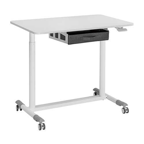 COMPACT MOBILE PNEUMATIC SIT-STAND DESKS WITH ROUND LEGS AND LAP DRAWER Rf-G02-22DR-DB