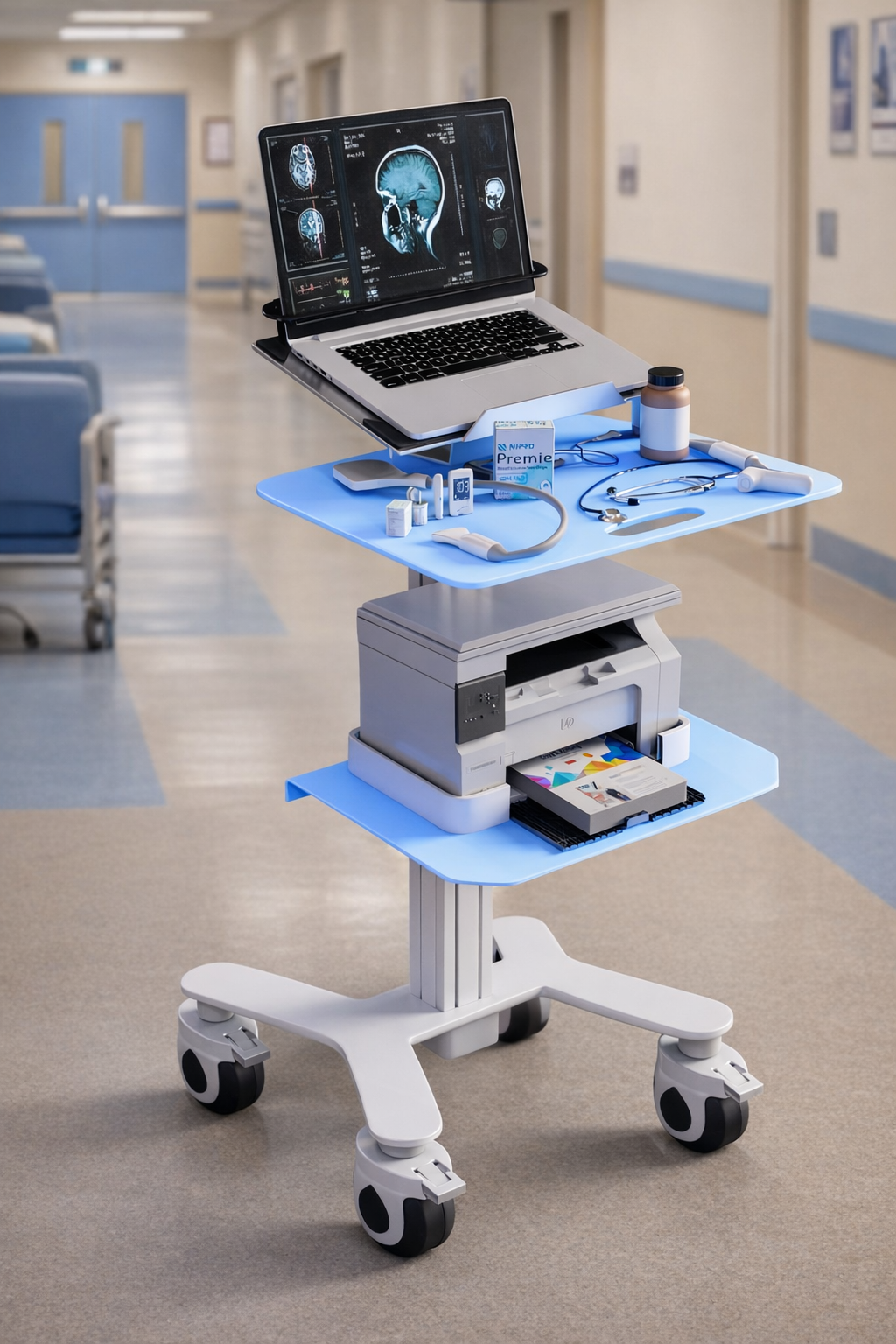 Sit-to-Stand Laptop Trolley: Ergonomic Mobility for Modern Healthcare Workflows