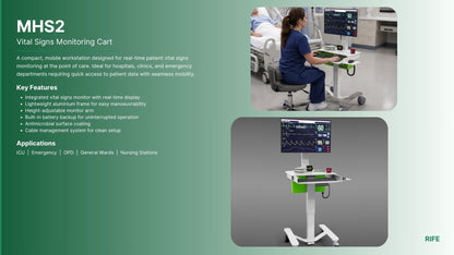 MHS2 Vital Signs Monitoring Cart with battery backup in hospital ward