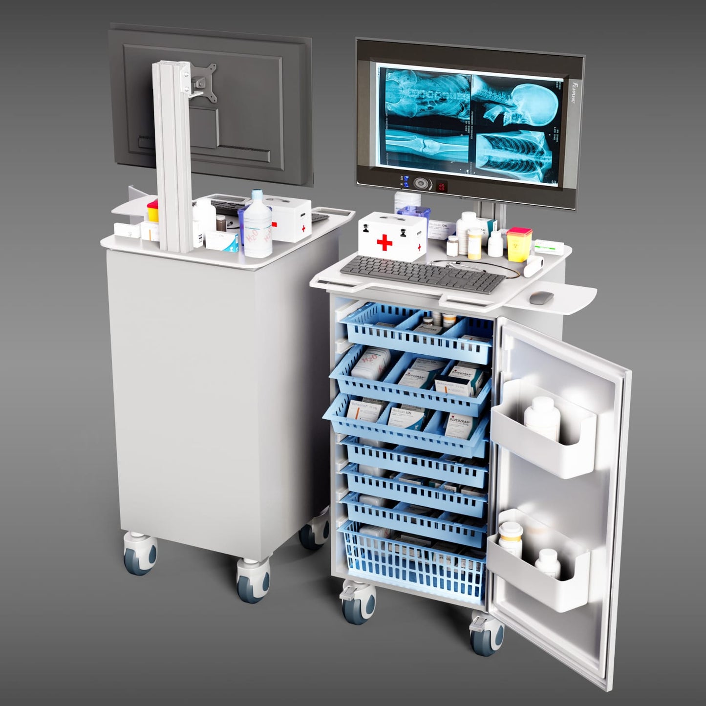 HSM-5 Ergonomic Laptop Medical Cart - Portable Nursing Station
